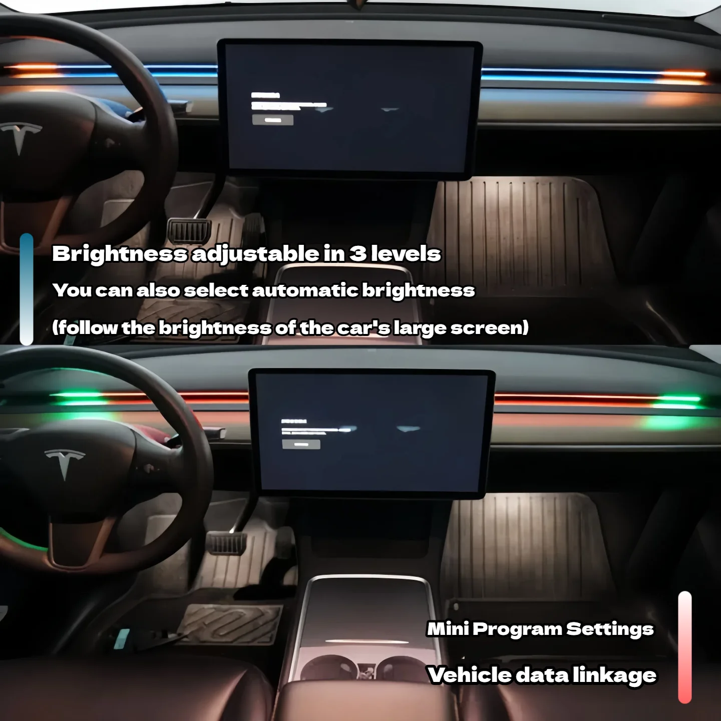

Tesla Model 3/Y Highland Juniper BSD Smart Atmosphere Light Car Center Console Atmosphere Interior Lights Blind Spot Monitoring