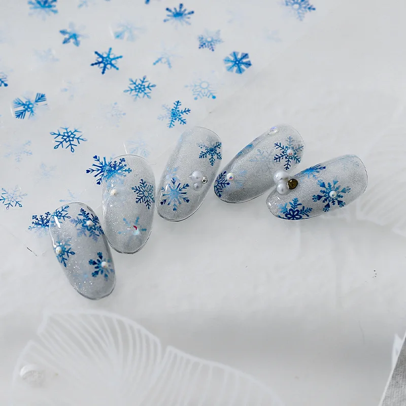 Adesivos de arte de unhas de floco de neve de inverno fáceis DIY decalques de manicure de férias para unhas elegantes