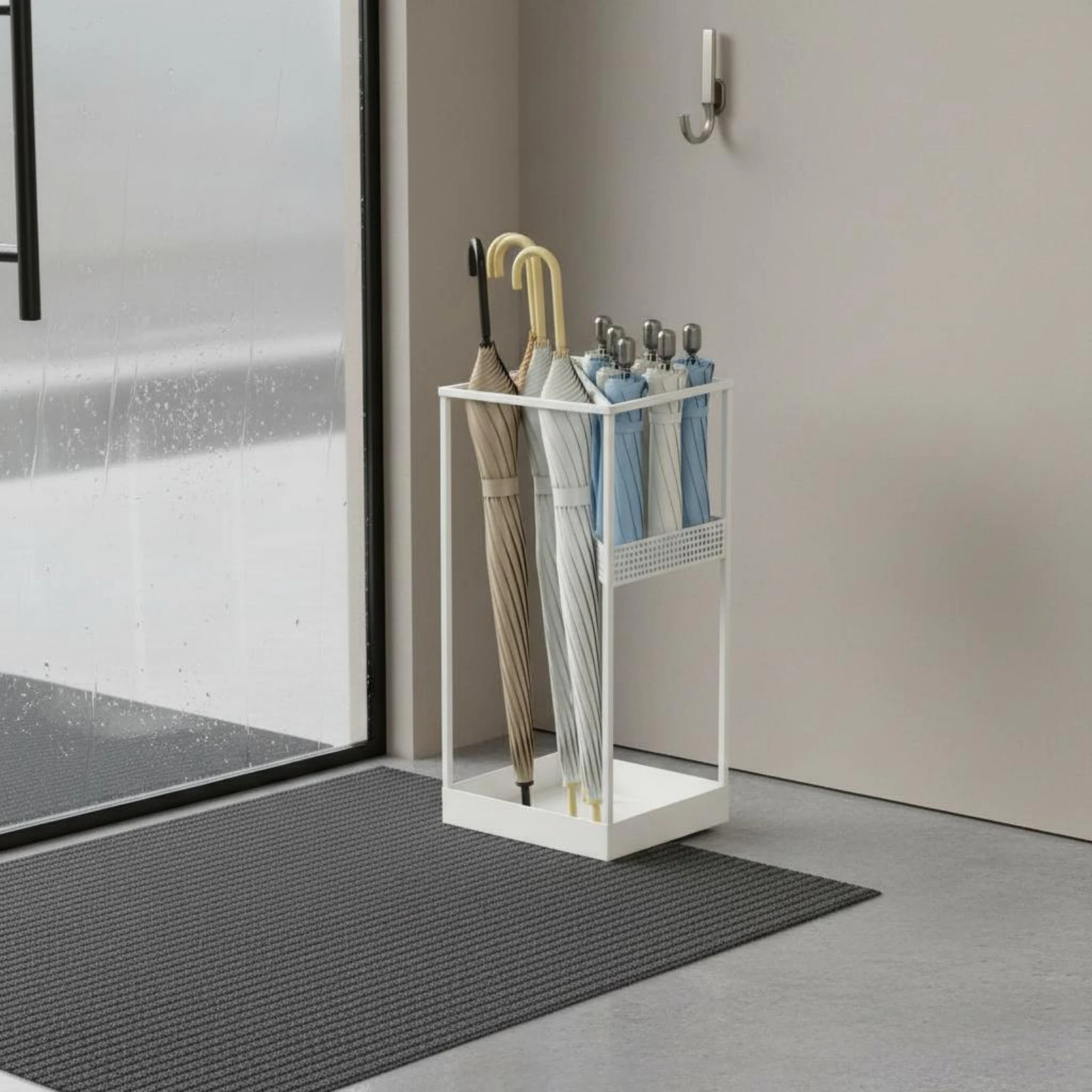 Metal Umbrella Stand Easy to Dry Draining Umbrella Holder Household Organizer Ventilated Stable Base for Hallway