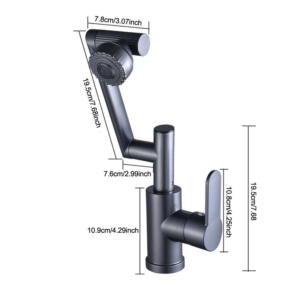 Plastic 360 Degree Rotate Digital Display LED Basin Faucet for Bathroom Sink Hot and Cold Water Tap Single Handle Vanity Faucet