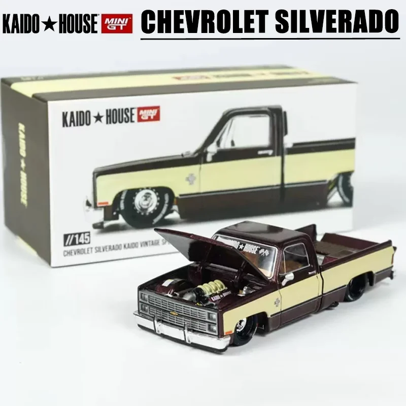 KAIDO HOUSExMINIGT 1/64 Chevrolet Silverado Legering Speelgoed Motorvoertuig Diecast Metaal Model Geschenken