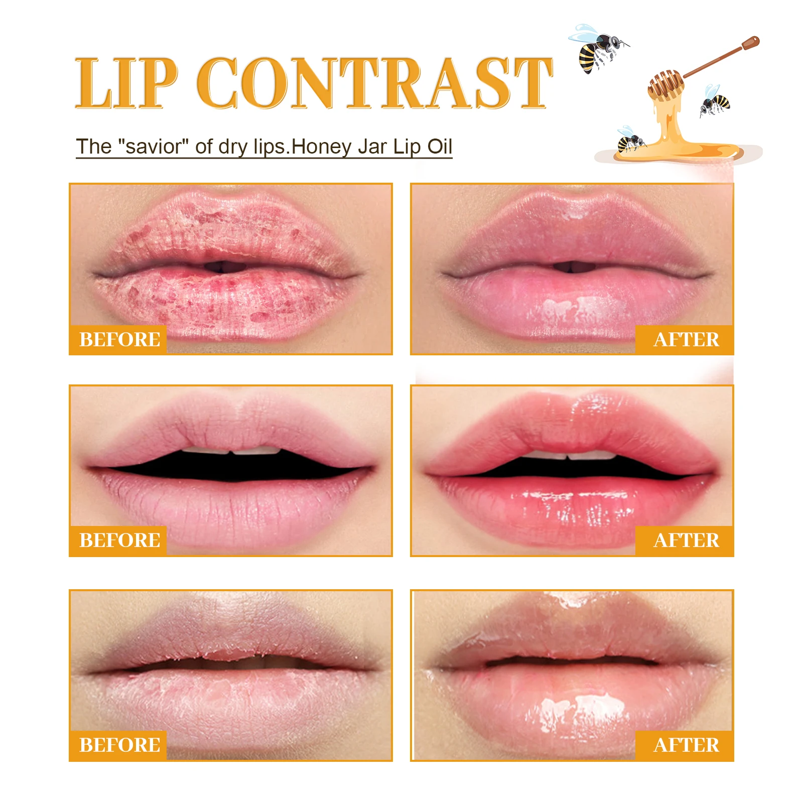 Honey Lip Oil Fresh Beeswax Lip Balm Long-lasting Moisturizing Transparent Lip Oil Liquid Lipstick Lip Care Skin Care Products