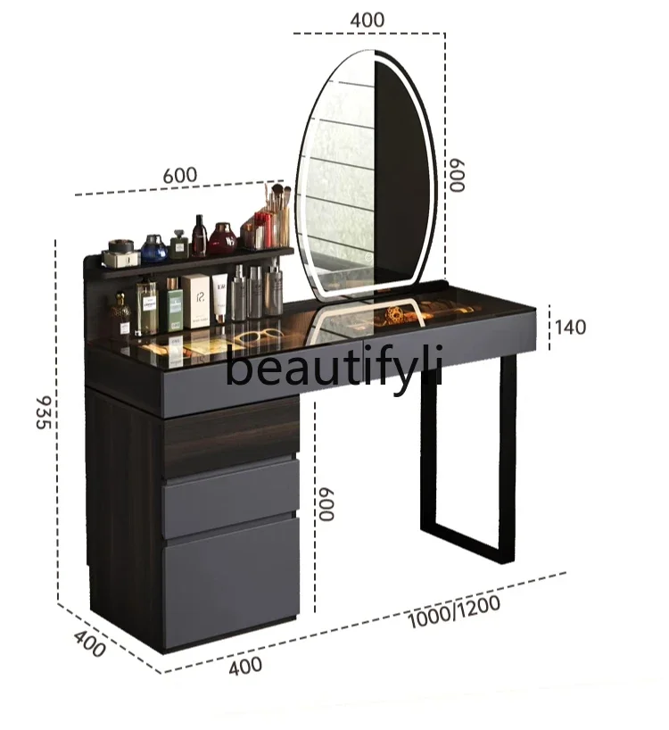 

A16 Italian light luxury dresser storage cabinet integrated makeup mirror bedroom modern simple solid wood makeup table