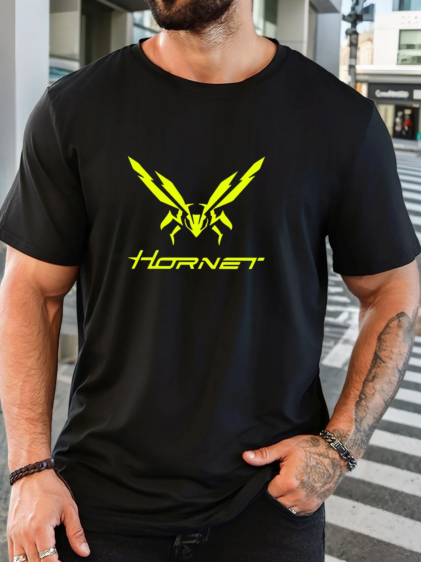

Men's 100% Cotton Printed T-Shirt Wasp Pattern Summer Casual Oversized Round Neck Short Sleeve Comfortable Daily Wear Tee