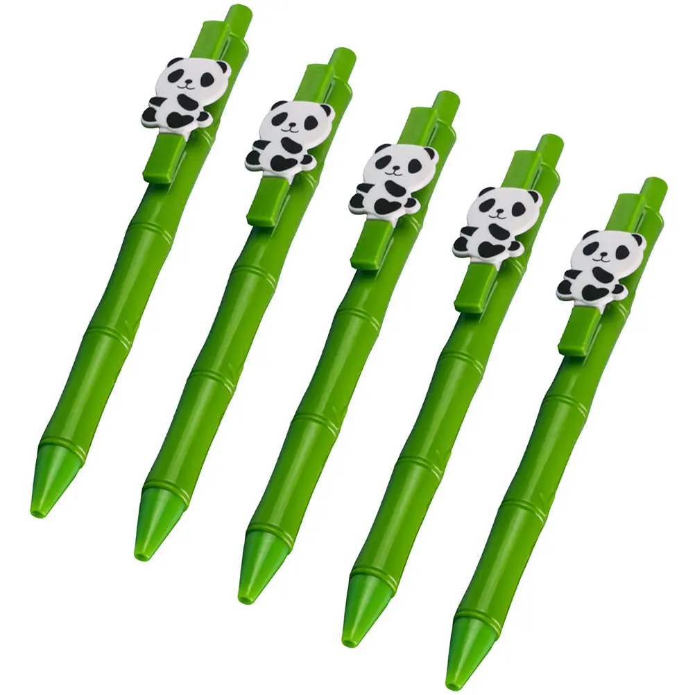 

5Pcs Decorative Panda Gel Pen Press Type Wear Resistant Smooth Writing Pen for Students Teachers Portable School Supplies