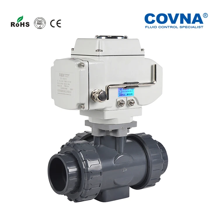 COVNA  DN25  24V T Port or L Port PVC/UPVC 3 Way Motorized Ball Valve