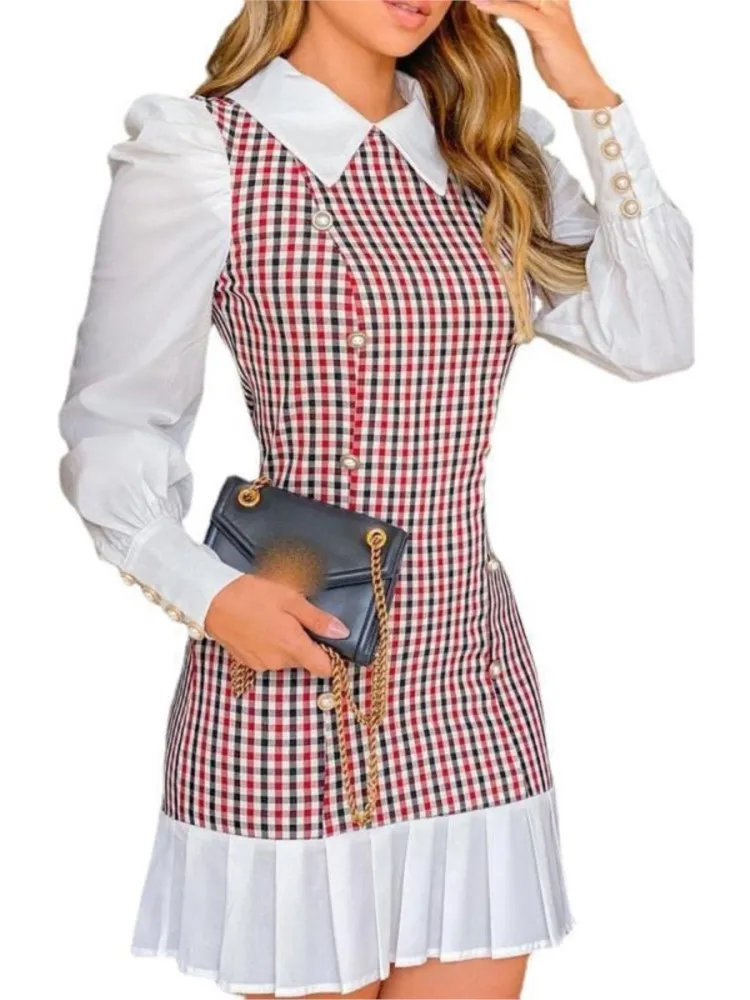 Mini vestidos femininos moda elegante fino ajuste manga longa escritório robe sexy lapela faculdade viajando festa de formatura banquete clube vestido