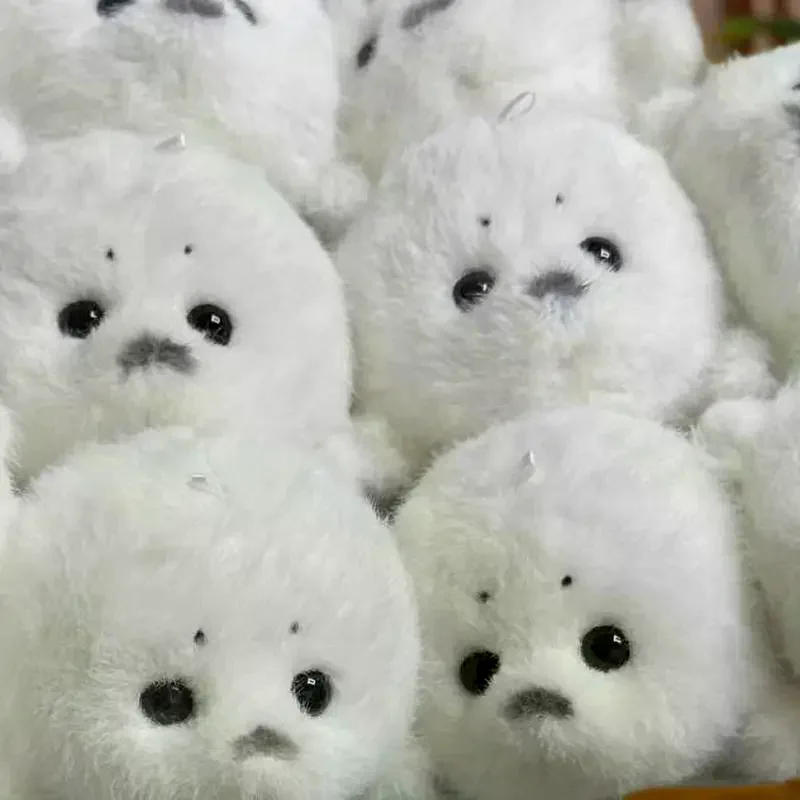 White Seal Plush Keychain 1Pcs, Grey Soft Stuffed Doll; Cute Animal Pendant as Fashion Car Ornaments