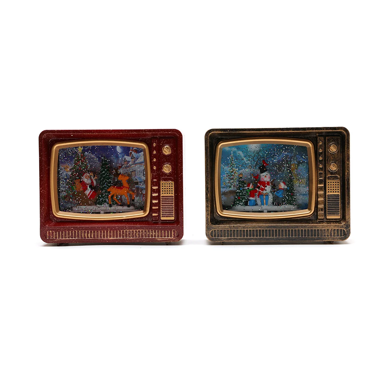 Christmas Music Snow Water Filling TV Night Light Gift Ornament Christmas Decorations Music Box