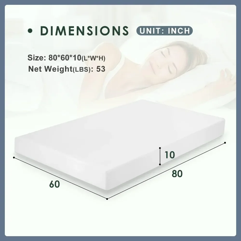 10 Inch Queen Gel Memory Foam Mattress Fiberglass