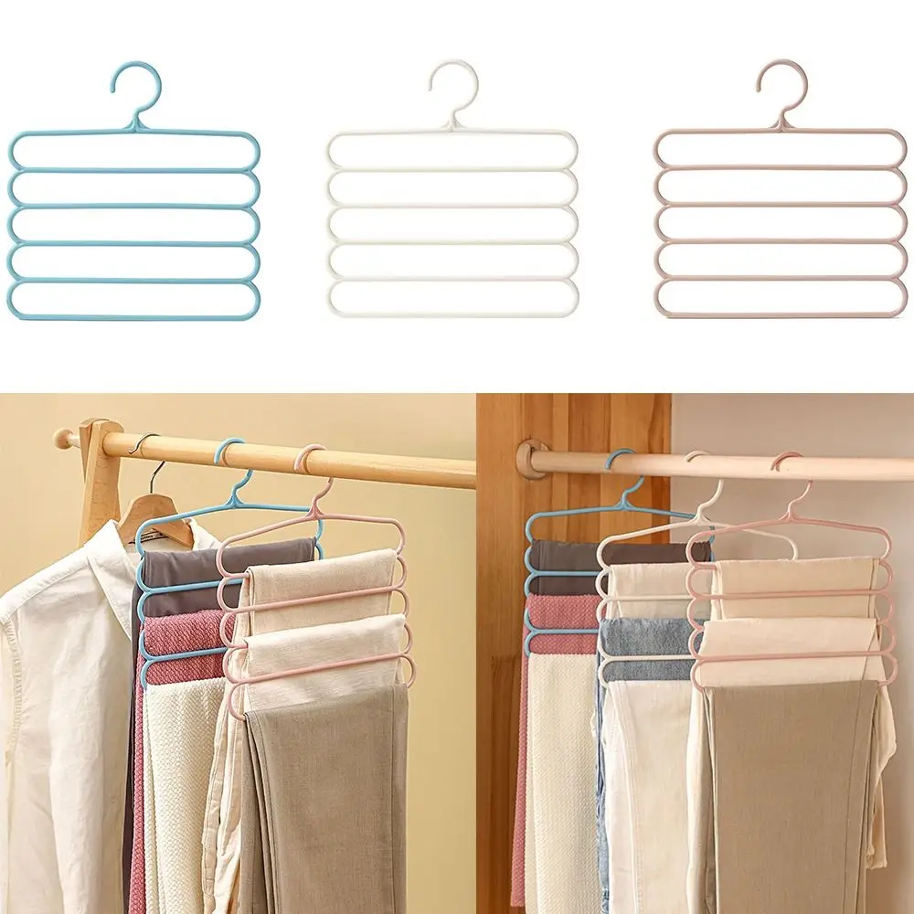 5 Layers Trousers Hangers Household Multi-layer Thickened Clothes Storage Holders Multifunctional Pants Towel Scarfs Racks