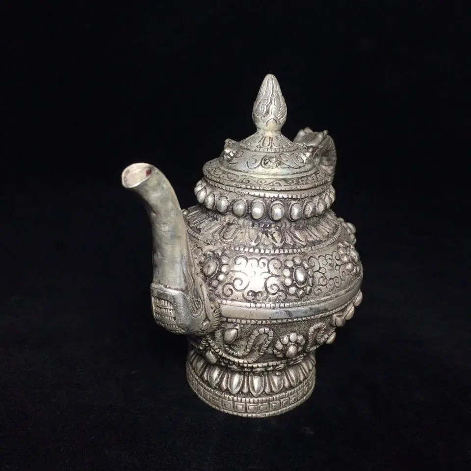 Retro Tibetan dragon handle pattern Teapot Ornament Decoration Tea Pet Figurines Desk Decor Accessories