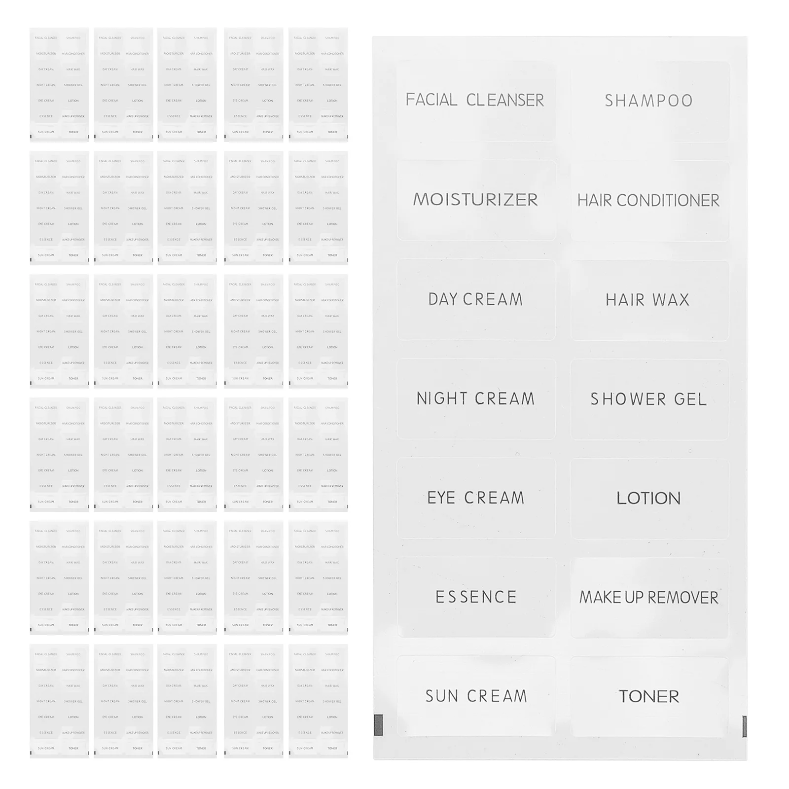 

50Pcs Labels for Travel Size Bottles Clear Stickers to Identify Toiletry Products Strong Hold Yet Removable for Luggage Skincare