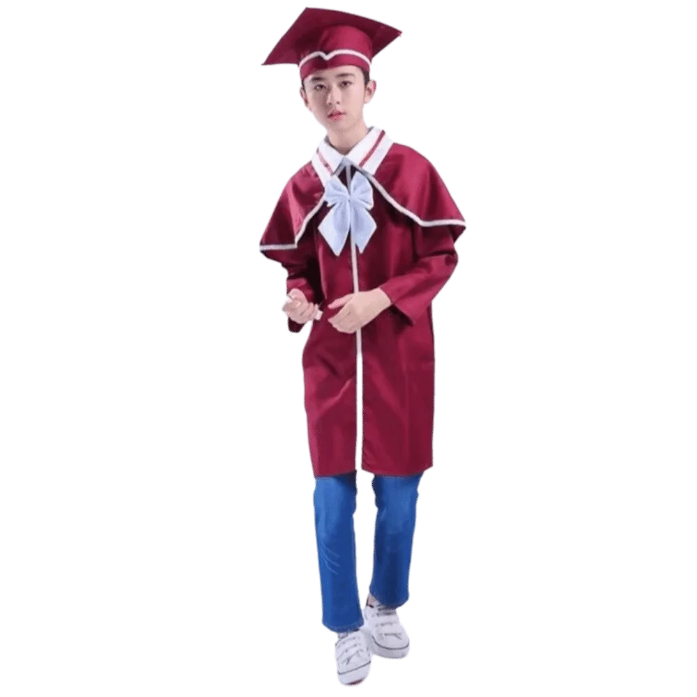 

2Pcs/Set Kindergarten Children Graduation Gown Honors Graduation Mortarboard Hat Kids School Uniforms Congrats Grad