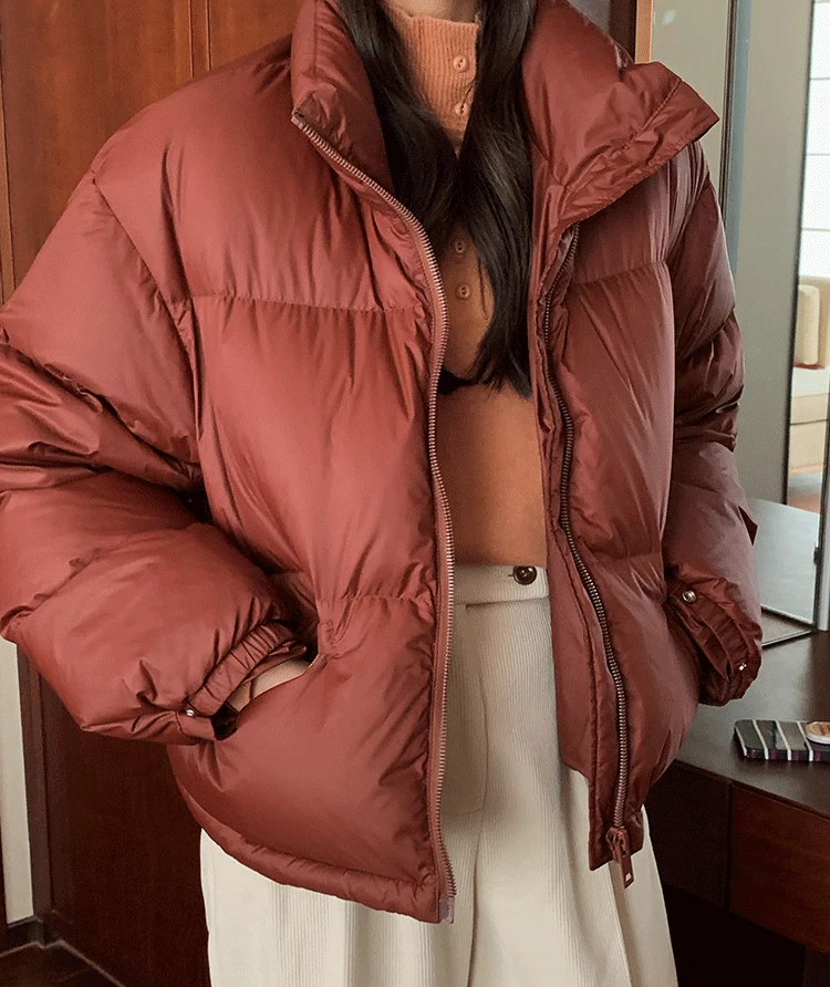 Korean Fashion New in Clothing Female Young Girl Loose Duck Down Coats Warm Winter Coat Short Feather Puffer Down Jacket Women