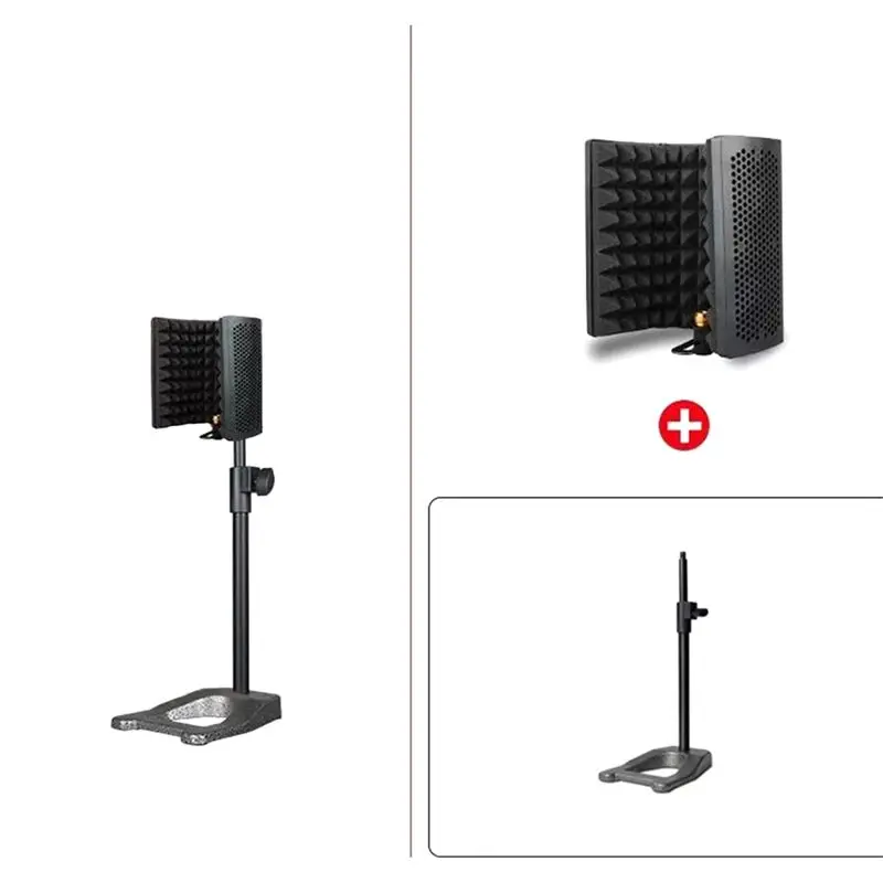 AA08-GAZ-300P Portable Vocal Booth Ambient Reflection Filter Sound-Absorbing Foam Mic Isolation Shield Mic Soundproof Screen