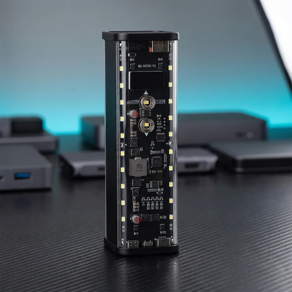 100W PD3.1 Transparentes DIY Powerbank-Kit, 8-Zellen 21700, lötfreier Batteriehalter, DC-Spannung einstellbar, Schnellladebox – Detail 35
