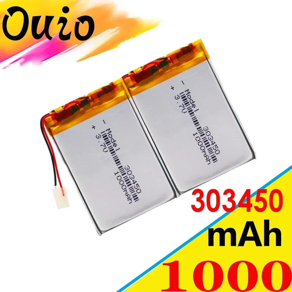 3.7V,1000mAH 303450 303550 PLIB Polymer Lithium Ion / Li-ion Rechargeable Battery For Dvr,GPS,mp3,mp4,E-book, LED Light,speaker