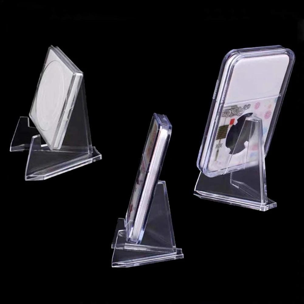 2PCS Acrylic Commemorative Coin Display Stand Transparent Triangle Display Stand Capsule Collecting Holder Home Decorations