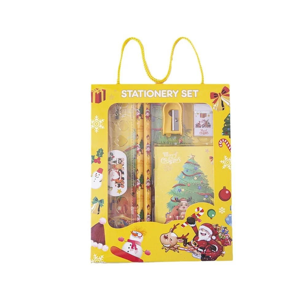 6pcs/Set Stationery Set Pencil Ruler Pencil Eraser Gift Box Children'S Student Writing Tools Student Back to School Stationery