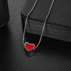 Love Heart Pendant Necklace for Women Trend Aesthetic Front Red Back Black Color Chain Collar Choker Party Jewelry Birthday Gift