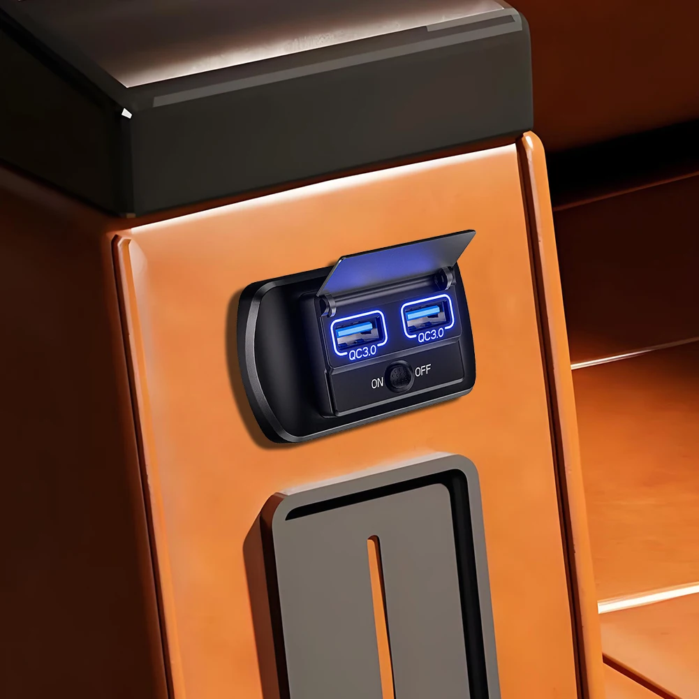 Автомобильное зарядное устройство USB 12 В/24 В, два порта USB QC3.0 PD, адаптер питания для быстрой зарядки, автомобильное зарядное устройство для автомобиля, яхты, автобуса