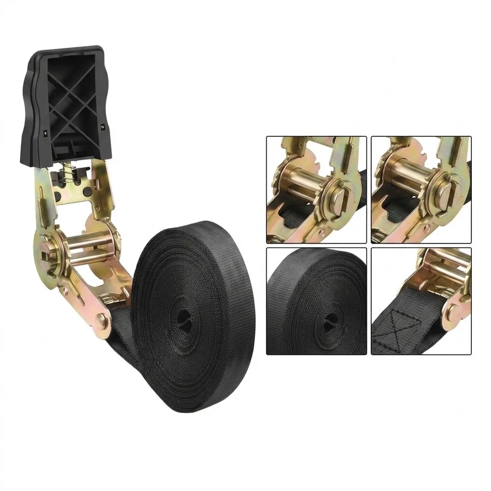 Heavy-Duty Polyester Ratchet Tie Down Strap with Metal Components for Truck Goods Packing and Luggage Fastening