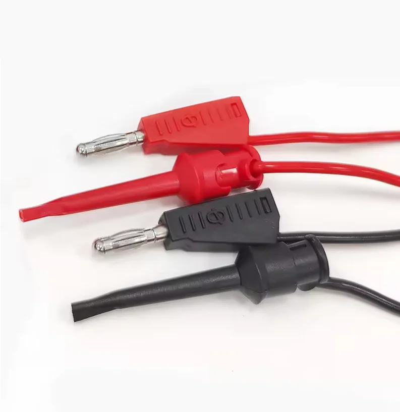 P1308B-3 2PCS 4mm Stackable Banana Plug to Test Hook Clip Test Leads Cable 50cm Wire Electrical Minigrabber Connector