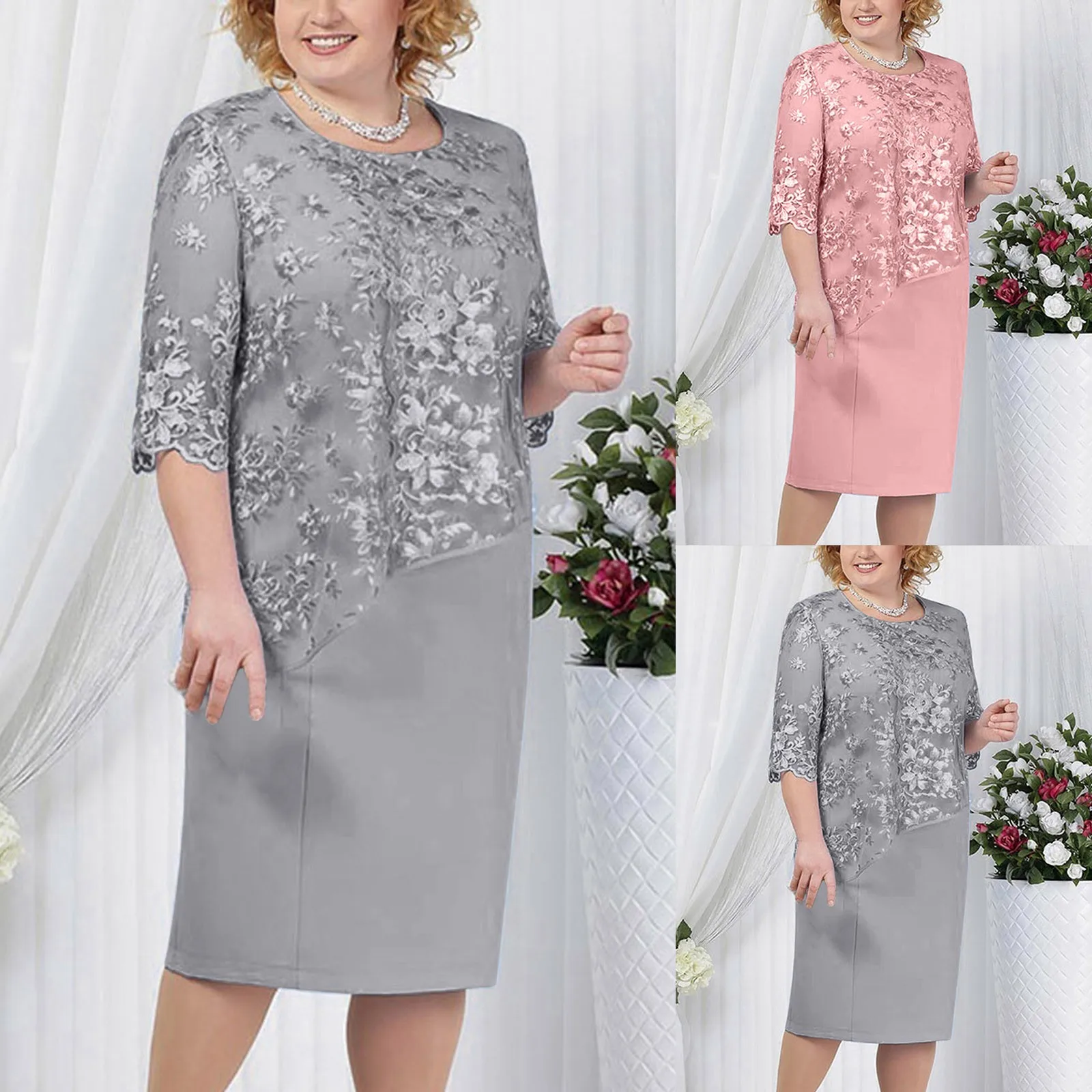 Sequin Embroidery Lace Plus Size Dresses for women Elegant Evening Mesh Patchwork  Slim Shawl Dress Female Wedding Party Dress