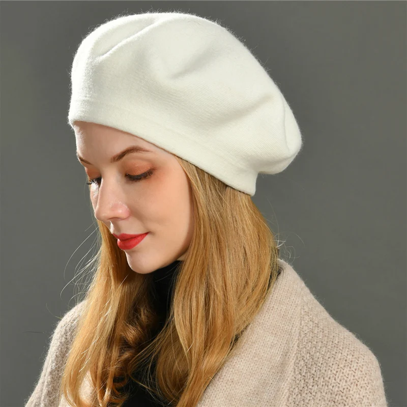 Women Wool Berets French Artist Style Warm Winter Beanie Hat Plain Solid Color Elegant Lady All Matched Autumn Painter Caps