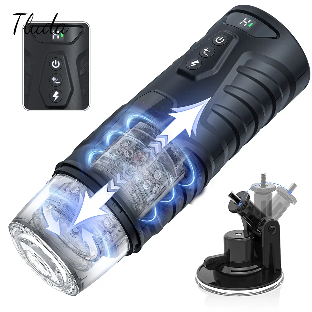 Automatic Male Masturbator Telescopic Rotation Masturbation with Suction Cup for Men Simulation Blowjob Piston Sex Toy for Men
