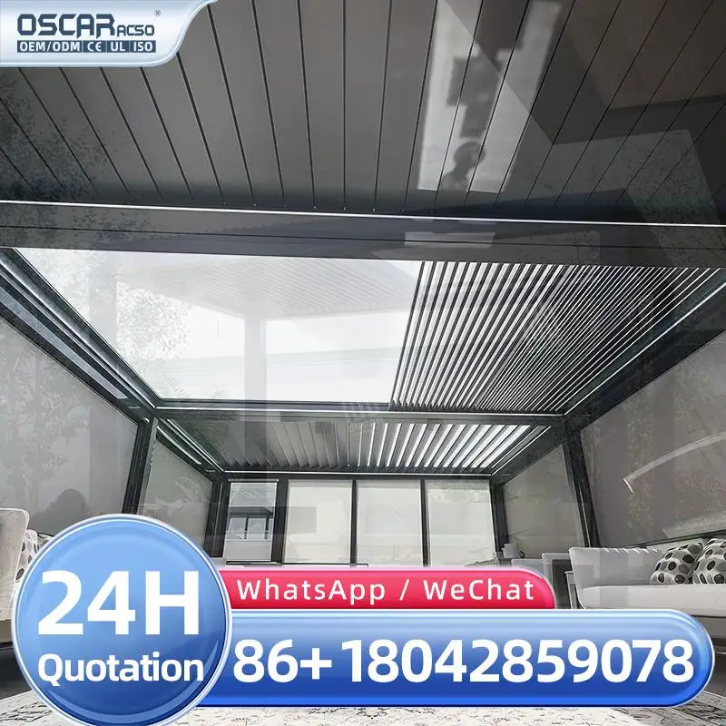 

Waterproof Aluminum Carport Gazebo Bioclimatic Electric Roof System for Garden Outdoor Patio Pergola
