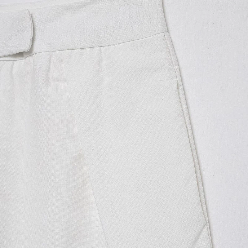 Willshela Pantaloni a gamba larga pieghettati con cerniera frontale bianca moda donna Pantaloni da donna chic a vita media vintage a vita intera