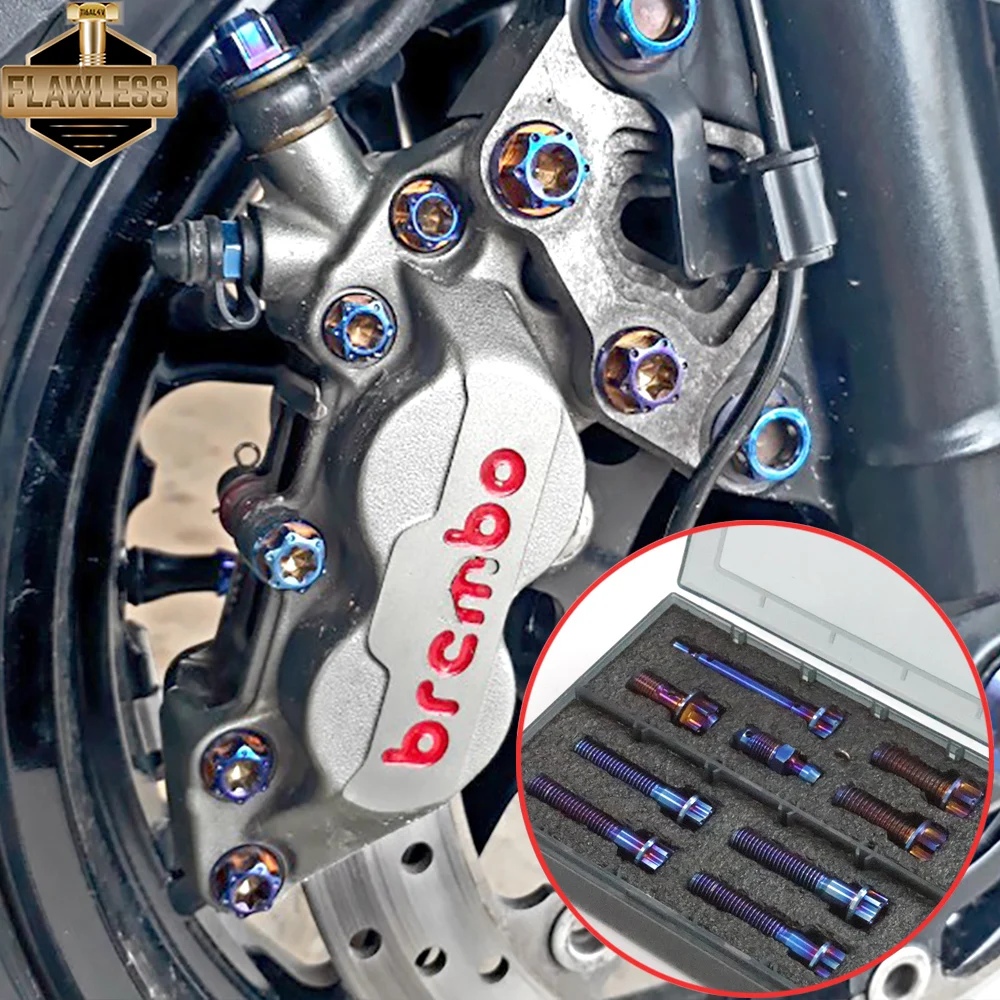 Imagem -02 - Flawlestar-pinça de Freio de Titânio Parafusos Brembo Pot m8 M10 Gr5
