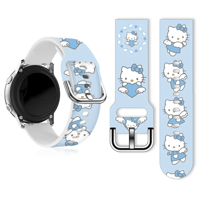 Bracelet en silicone imprimé Sanurgente HelloKitty pour Samsung Huawei, bracelet de montre, accessoires de bracelet, FB-Versa, 23mm, 22mm, 20mm