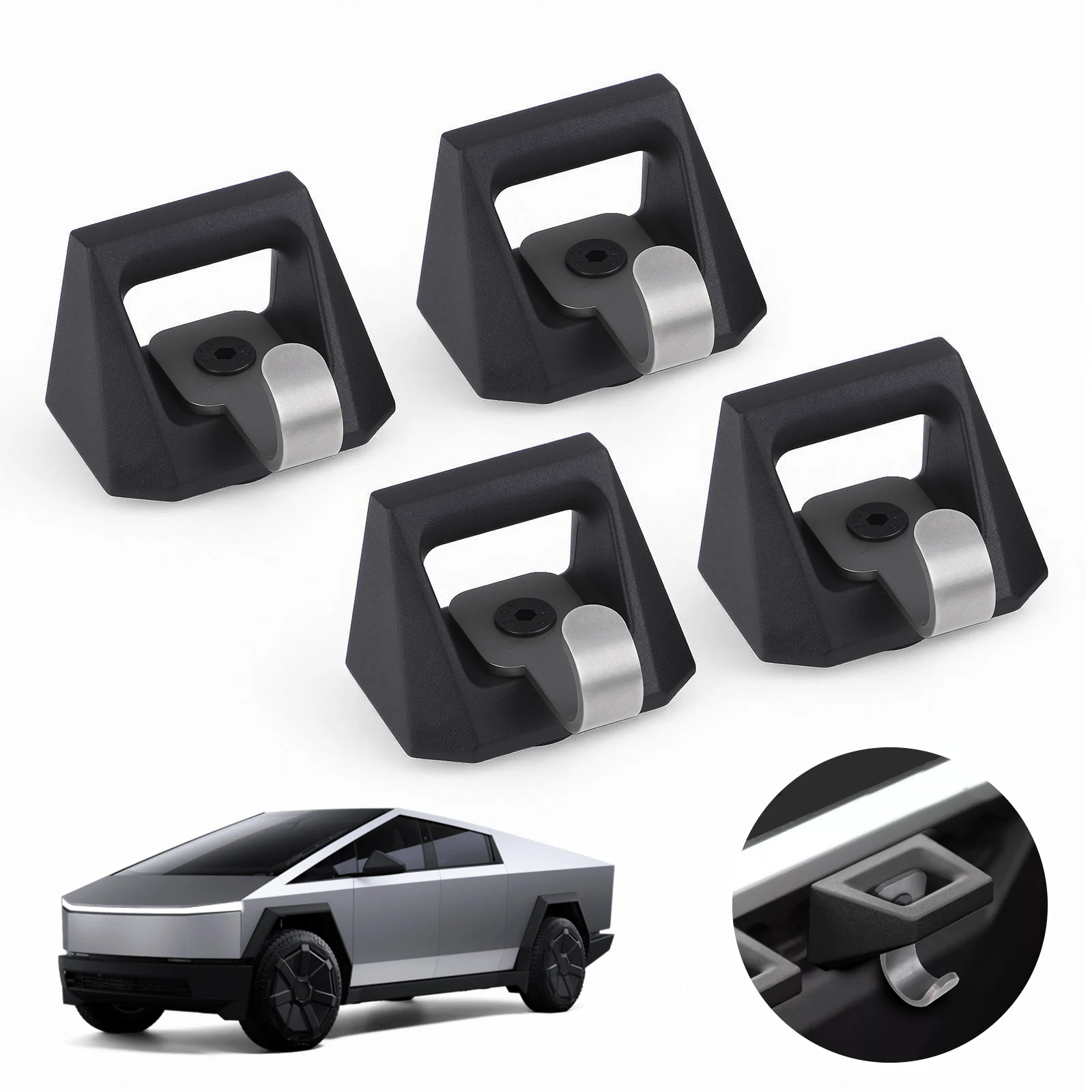 4 Ganchos de Sujeción para Rieles de Caja de Carga, Nuevos, para Tesla Cybertruck 2025 2024 2023, Accesorios de Acero Resistente para Rieles en L