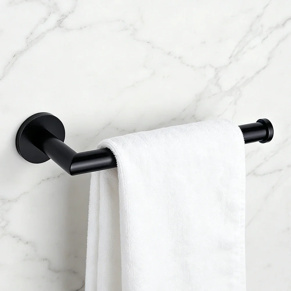 yesModern Black Towel Holder For Bathroom Wall Mounted Brass Rust-Proof Towel Rack Home Kitchen Hand Towel Bar
