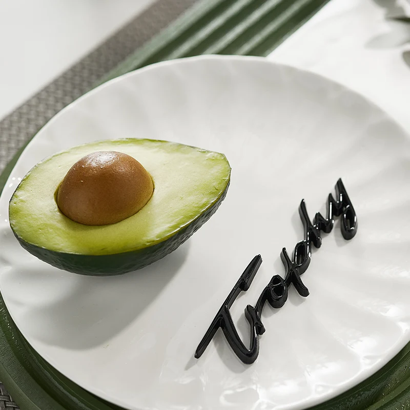 Nordic Model Room Western Tableware Matching Set Avocado Green Table Setting Table Placemat Plate Corrugated Wooden Pallet Mat view 4
