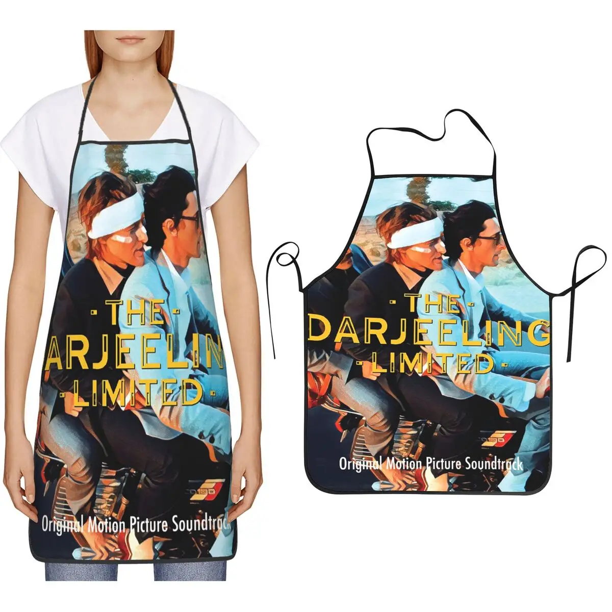 Wes Anderson - THE DARJEELING LIMITED Album Cover Aprons Chef Cooking Cuisine Tablier Bib Kitchen Cleaning Pinafore Painting
