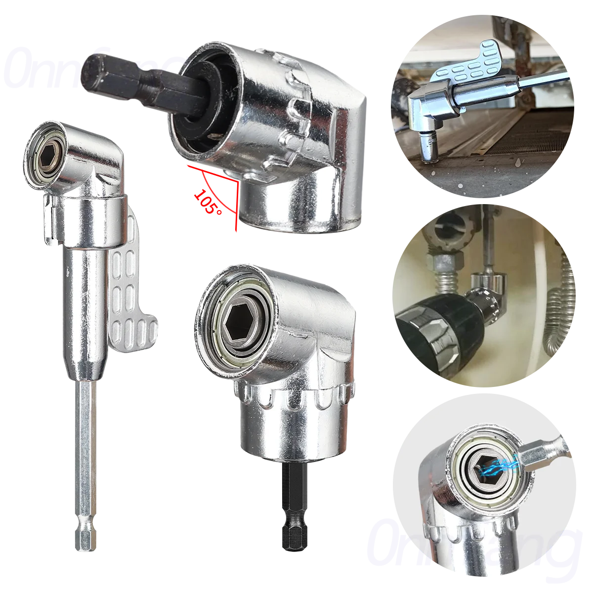 

105° Angle Screwdriver Hexagonal Shank Angle Screwdriver Electric Drill Long and Short Corner Wrenches Adjustable Flexible Shaf