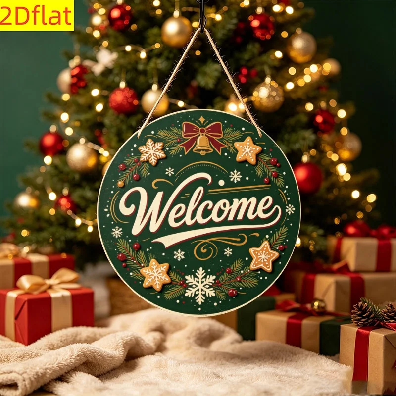 2D Flat, 1pc Wooden Round Sign, Very Suitable for Halloween, Christmas, Thanksgiving, Autumn Harvest Festival Decoration, Front