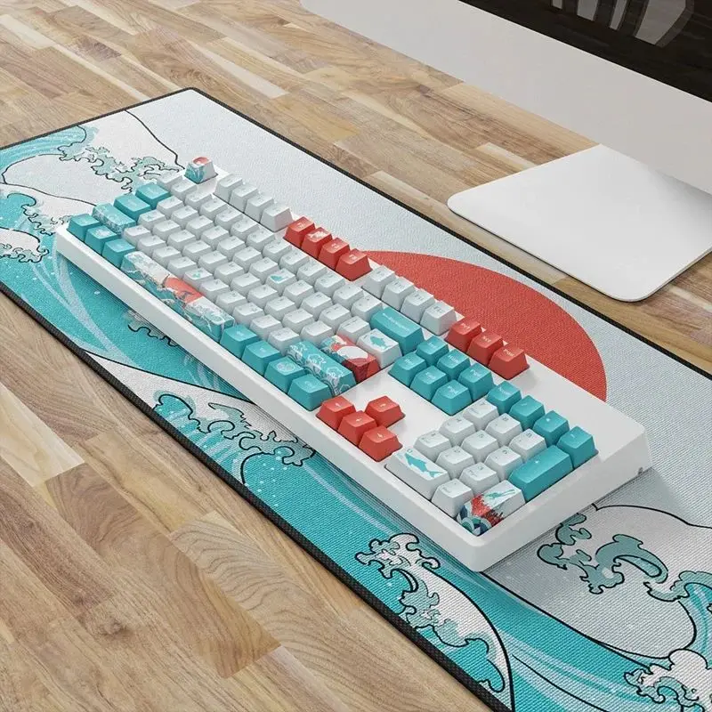 Kawaii Shark Mouse Pad Xxl Extra-Large in Size Pc Gaming Cute Mousepad Anime Inspired Cutecore Art Non-Slip Rubber Base Deskmat