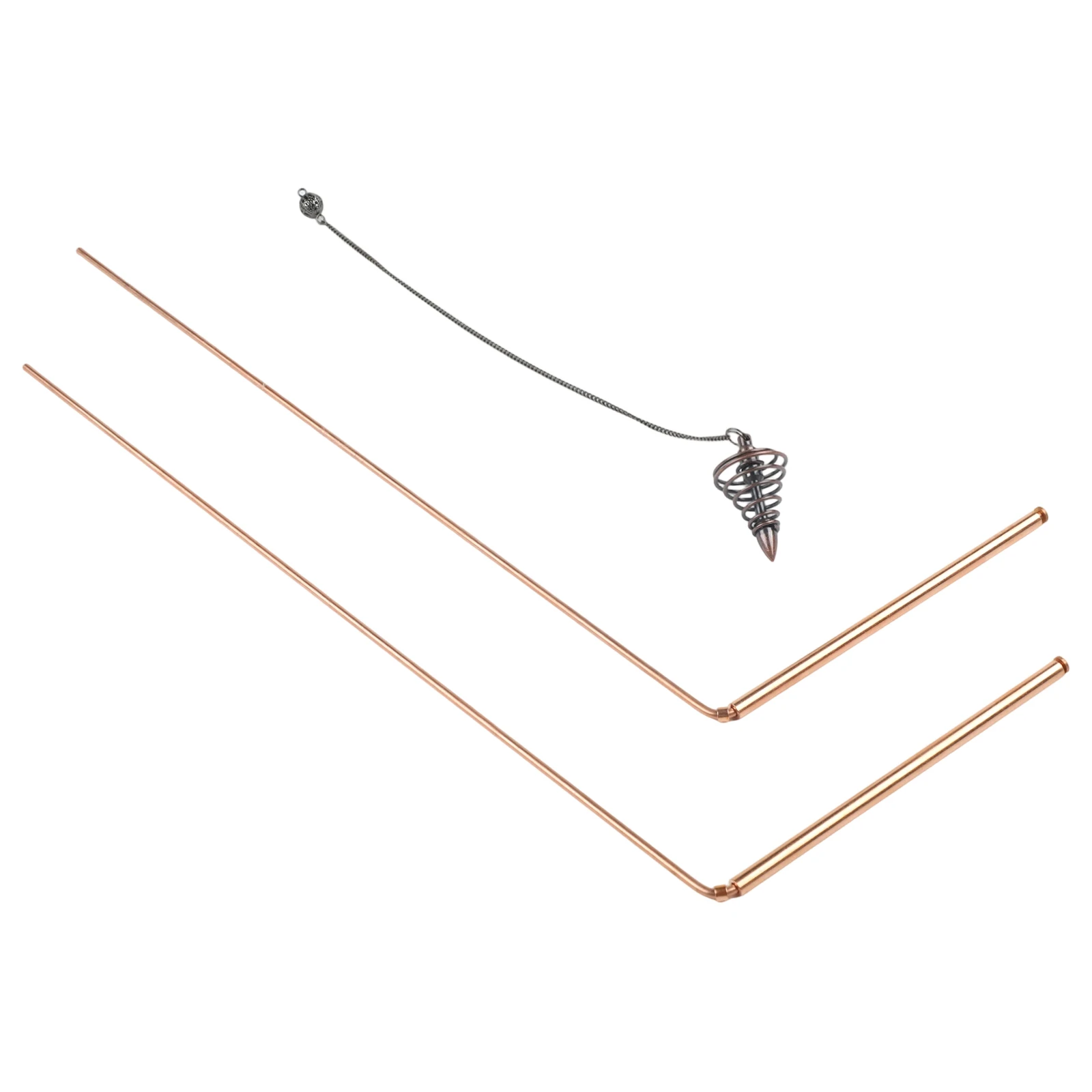 99.9% Copper Telescopic Dowsing Rods Set With Pendulum For Psychic Divination Water Finding Energy Therapy And Lost Item Detecti
