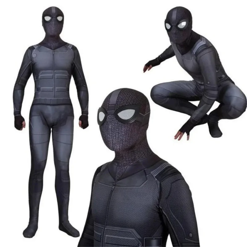 Halloween Far From Home Spidercosplay Stealth Black Costume Zentai Suit Adults Kids Bodysuit Men Party Jumpsuits