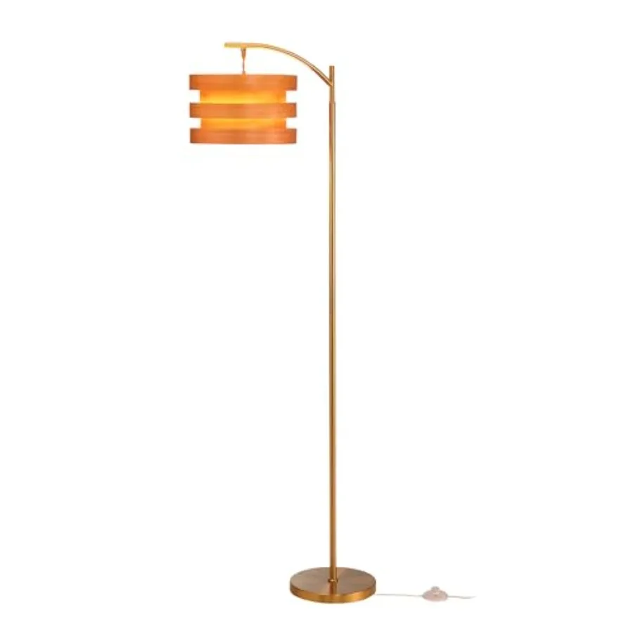 

O'Bright Strata Wooden Floor Lamp - Mid Century Modern Standing Lamp with Layered Wood Shade, Tall Reading Lamp for Living Room