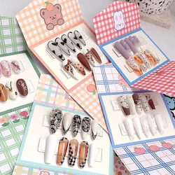 1pc Japanese Style Nail Supplies Plaid Cartoon Background Cute Envelope Portable Nails Finished Paper Bear Card Sticker Tool