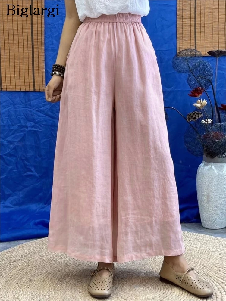 Oversized Summer Elastic High Waist Pants Women Loose Pleated Fashion Casual Ladies Trousers Wide Leg Woman Long Pink Pants