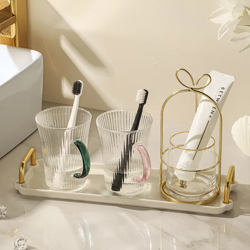 Bathroom Accessorys Glass Toothbrush Cup Couple Mouthwash Cups Toiletries Tooth Bursh Holder Storage Mug Gobelet Brosse à Dents