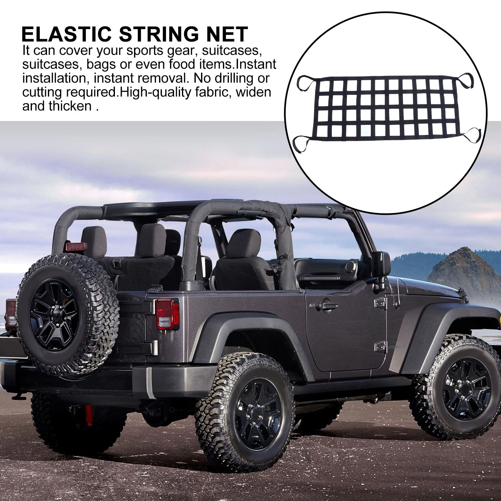 

1Pcs Car Roof Net Eco Storage Organizer Perfect for Ski Rack Truck Camping Cargo Net Trunk Mesh Car Luggage Storage