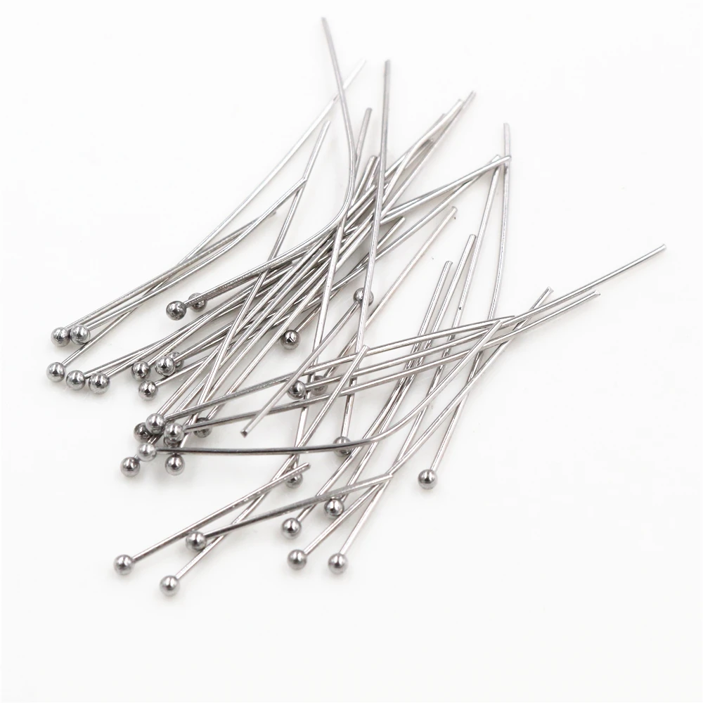 No Fade 100pcs/Lot 20-70 mm 316 Stainless Steel Ball Pins Findings Ball Head Pins For Jewelry Making DIY Supplies Accessories